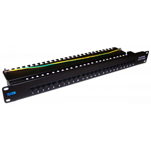 Voice patch panel, 19", 1U, 25 RJ-45 port